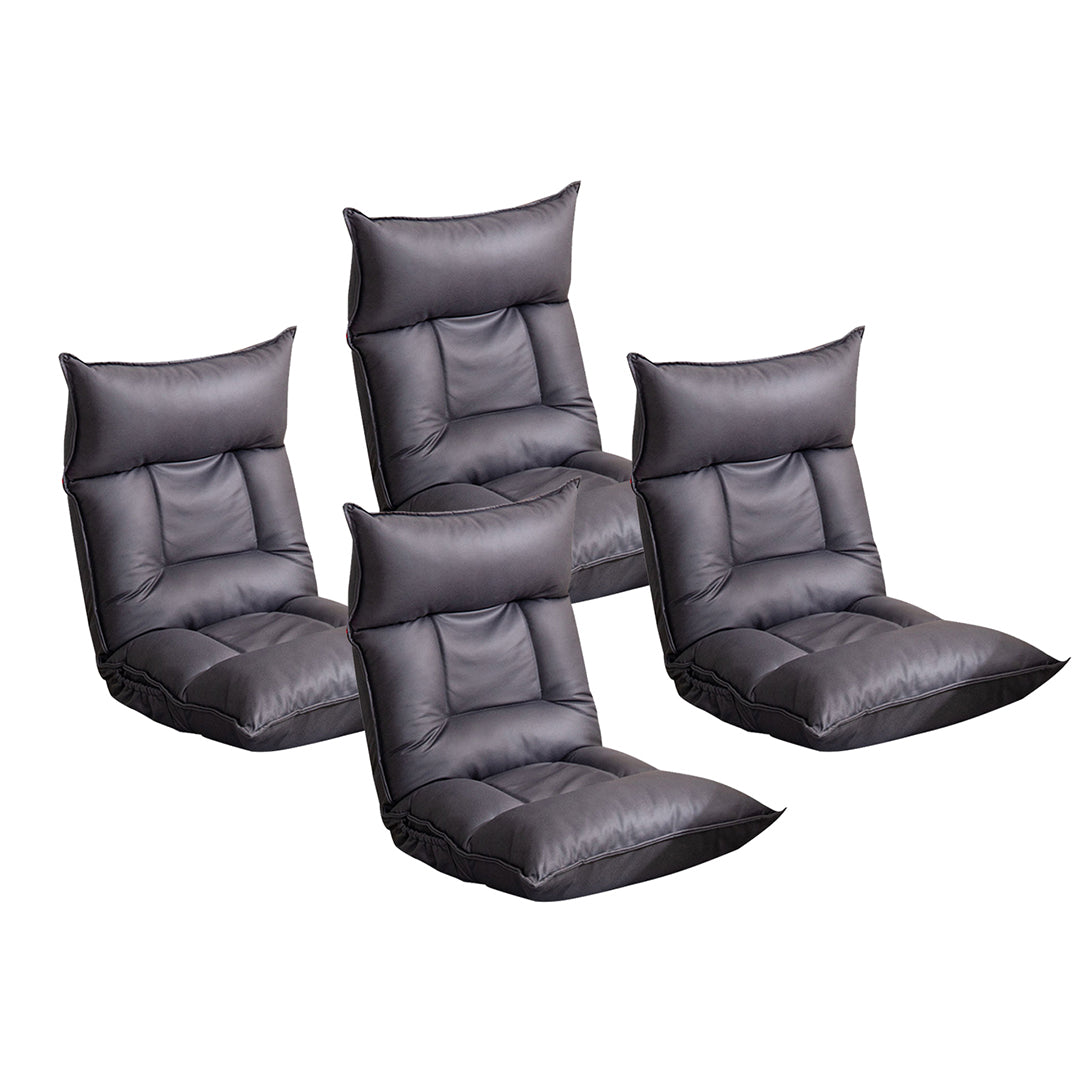 SOGA 4X Grey Lounge Recliner Lazy Sofa Bed Tatami Cushion Collapsible Backrest Seat Home Office Decor • LUZ-LoungeC3809X4