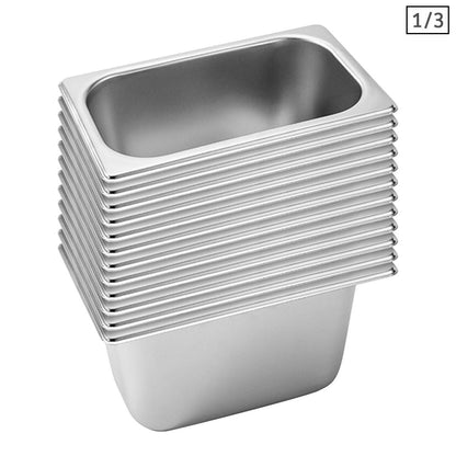 SOGA 12X Gastronorm GN Pan Full Size 1/3 GN Pan 15cm Deep Stainless Steel Tray • LUZ-GastronormPans5417X12