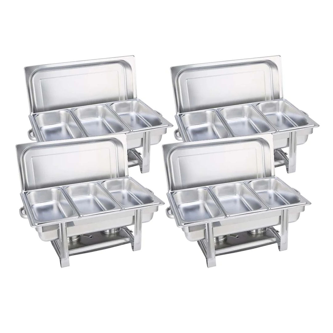 SOGA 4X Stainless Steel Chafing Triple Tray Catering Dish Food Warmer • LUZ-ChafingDish56083X4