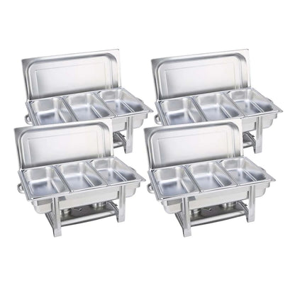 SOGA 4X Stainless Steel Chafing Triple Tray Catering Dish Food Warmer • LUZ-ChafingDish56083X4