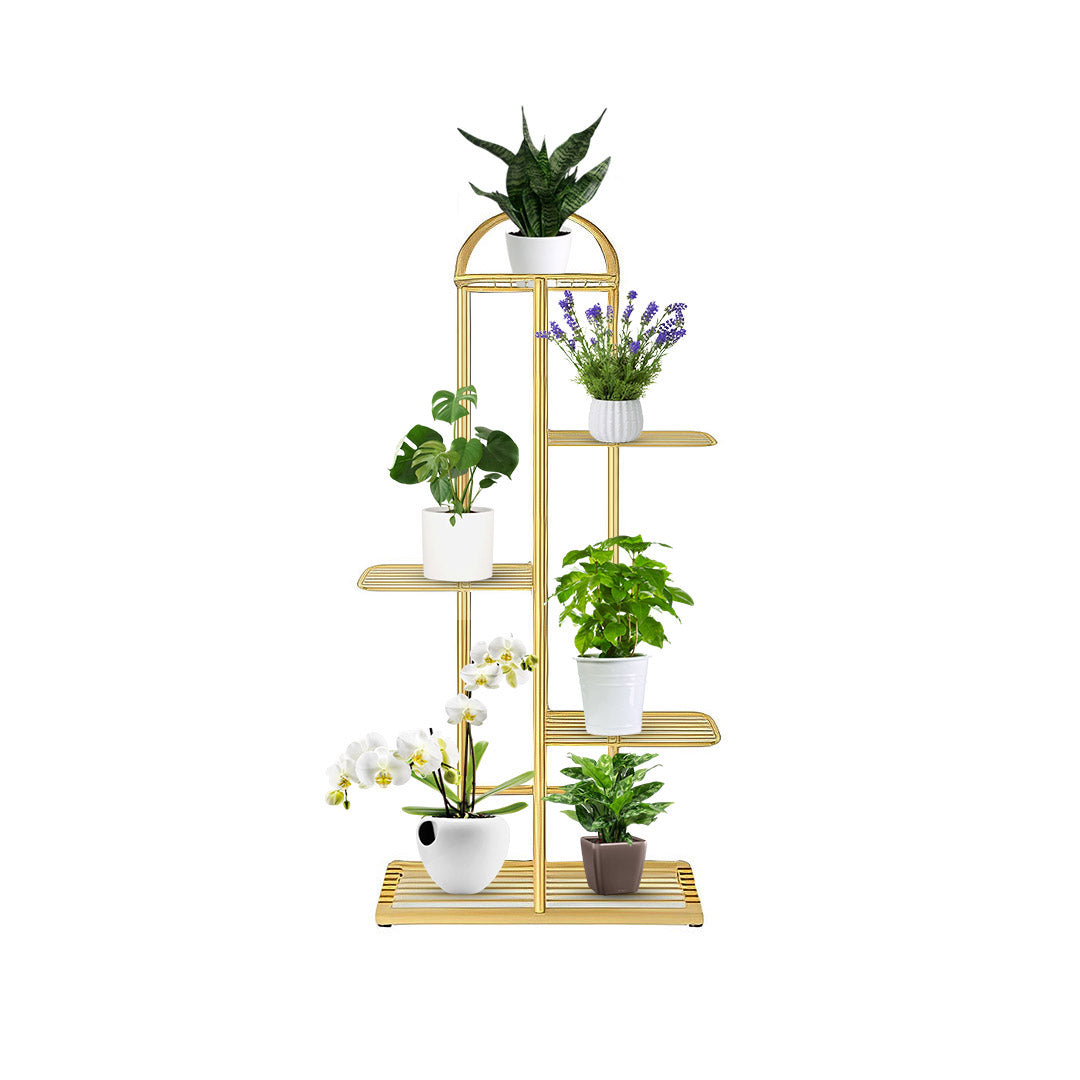 SOGA 5 Tier 6 Pots Gold Metal Plant Stand Flowerpot Display Shelf Rack Indoor Home Office Decor • LUZ-FPotH13
