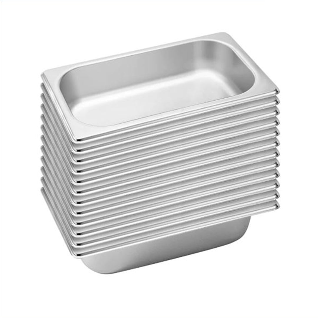 SOGA 12X Gastronorm GN Pan Full Size 1/3 GN Pan 6.5 cm Deep Stainless Steel Tray • LUZ-GastronormPans5415X12A
