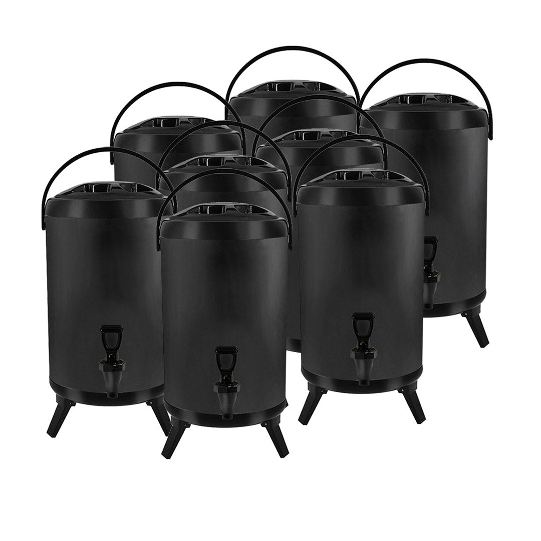 SOGA 8X 10L Stainless Steel Insulated Milk Tea Barrel Hot and Cold Beverage Dispenser Container with Faucet Black • LUZ-VICDispenser10LBLKX8