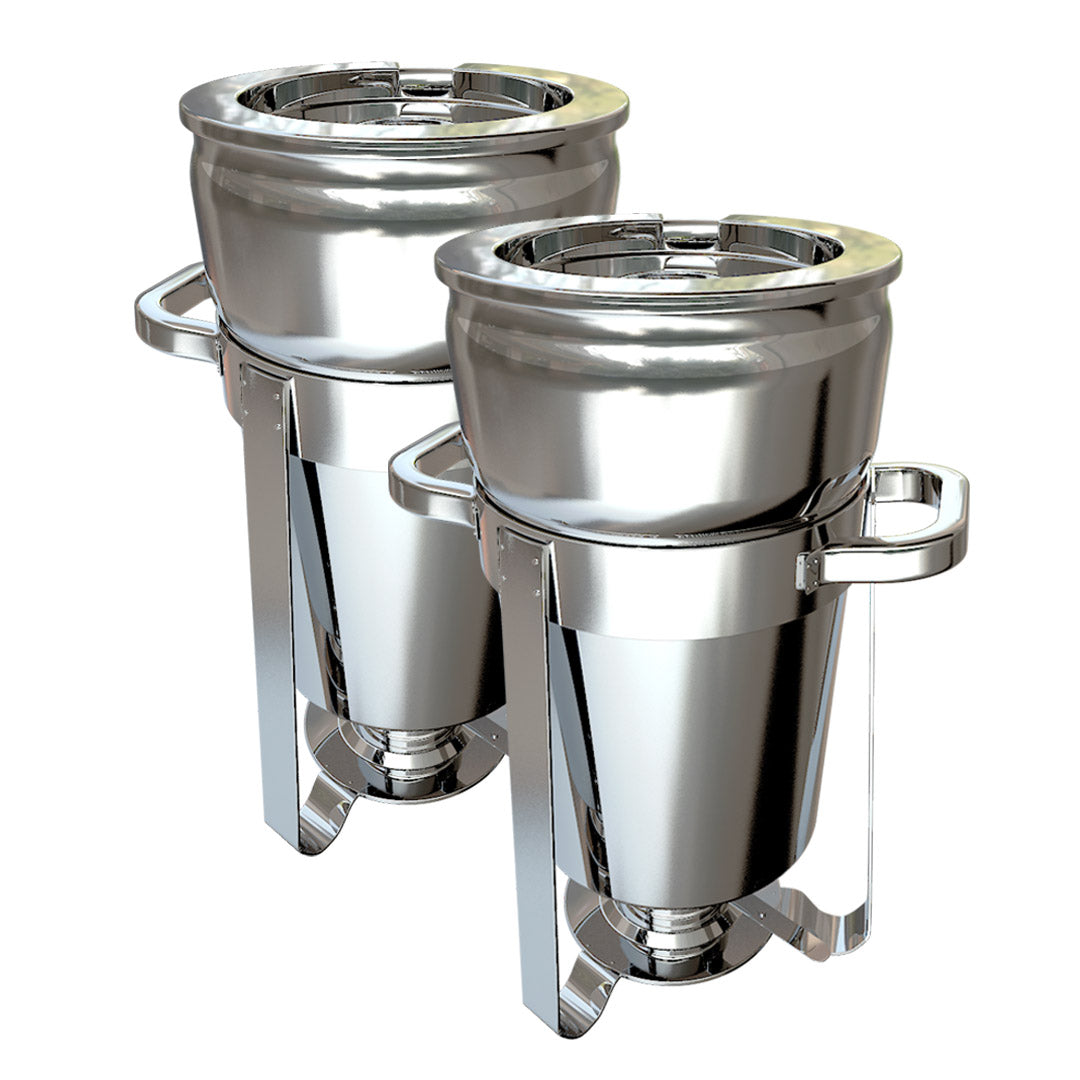 SOGA 2X 7L Round Stainless Steel Soup Warmer Marmite Chafer Full Size Catering Chafing Dish • LUZ-ChafingDish5615X2