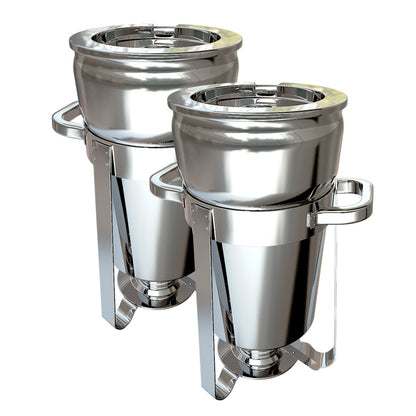 SOGA 2X 7L Round Stainless Steel Soup Warmer Marmite Chafer Full Size Catering Chafing Dish • LUZ-ChafingDish5615X2