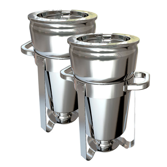 SOGA 2X 7L Round Stainless Steel Soup Warmer Marmite Chafer Full Size Catering Chafing Dish • LUZ-ChafingDish5615X2