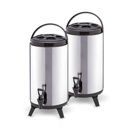 SOGA 2X 10L Portable Insulated Cold/Heat Coffee Tea Beer Barrel Brew Pot With Dispenser • LUZ-BeverageDispenser10LX2