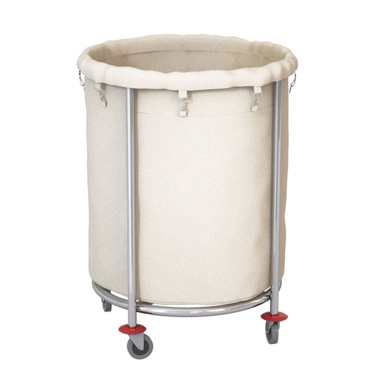 SOGA Stainless Steel Commercial Round Soiled Linen Laundry Trolley Cart with Wheels White • LUZ-Soga033C