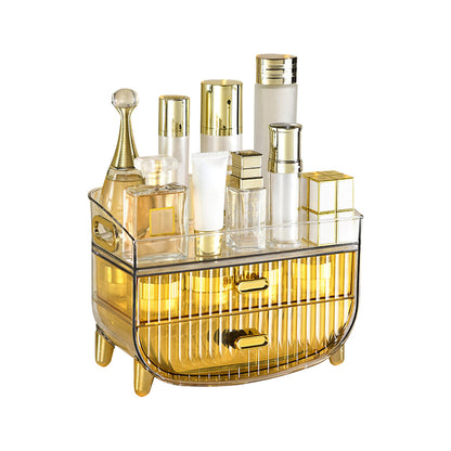 SOGA 3 Tier Golden Yellow Multifunctional Countertop Cosmetic Storage Makeup Skincare Holder Jewelry Cabinet Bathroom Desk Drawer Vanity Organiser LUZ-BathC124