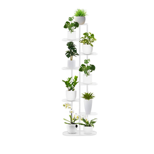 SOGA 8 Tier 9 Pots White Metal Plant Rack Flowerpot Storage Display Stand Holder Home Garden Decor • LUZ-FPotH36