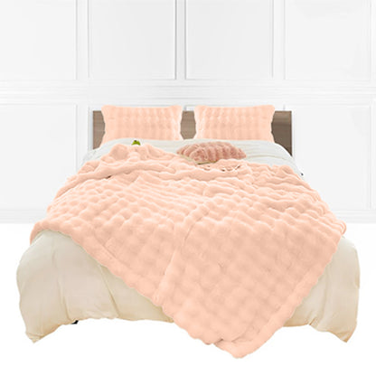 SOGA 160X200cm Throw Blanket Pink Double Layer Rabbit Fur Cozy Comfort with Stylish Decor • LUZ-BlanketFur344