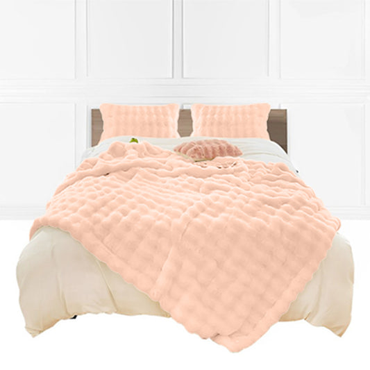 SOGA 160X200cm Throw Blanket Pink Double Layer Rabbit Fur Cozy Comfort with Stylish Decor • LUZ-BlanketFur344