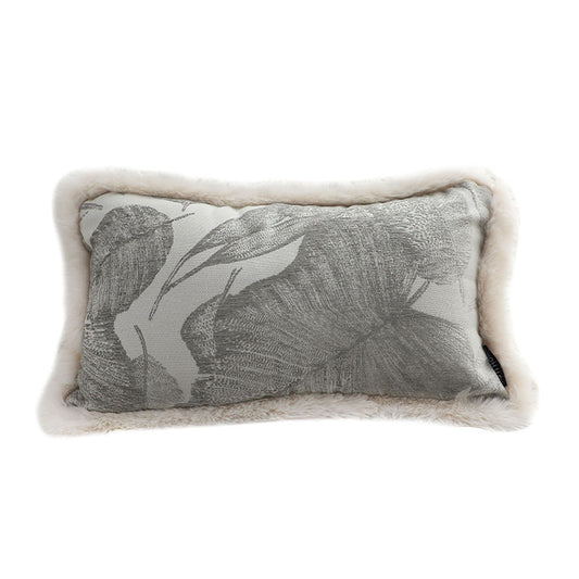 SOGA 35cm Wabi-sabi Rectangular Raised Embroidery Leaf & Lumbar Throw Pillow • LUZ-FrenchCushion261