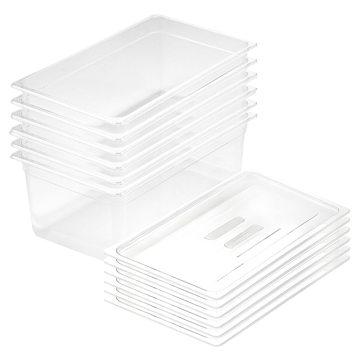 SOGA 200mm Clear Gastronorm GN Pan 1/1 Food Tray Storage Bundle of 6 with Lid • LUZ-VICPans1404wLidX6