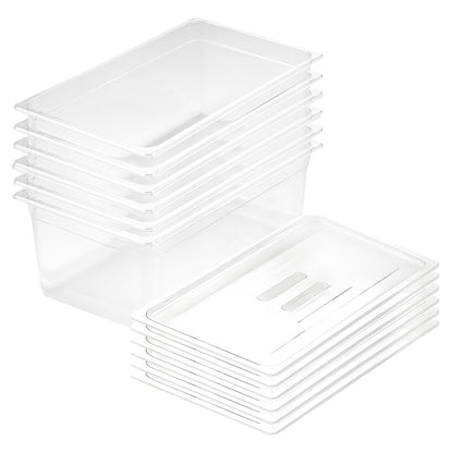 SOGA 200mm Clear Gastronorm GN Pan 1/1 Food Tray Storage Bundle of 6 with Lid • LUZ-VICPans1404wLidX6