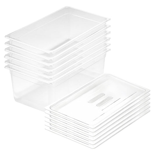 SOGA 200mm Clear Gastronorm GN Pan 1/1 Food Tray Storage Bundle of 6 with Lid • LUZ-VICPans1404wLidX6