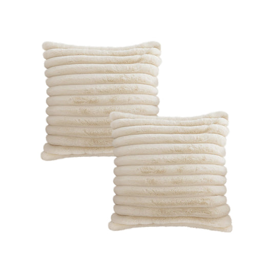 SOGA 2X 45cm Fur Faux Rabbit Soft Decorative Covers Pack Cover Plush Off White Throw Pillow • LUZ-FrenchCushion229X2