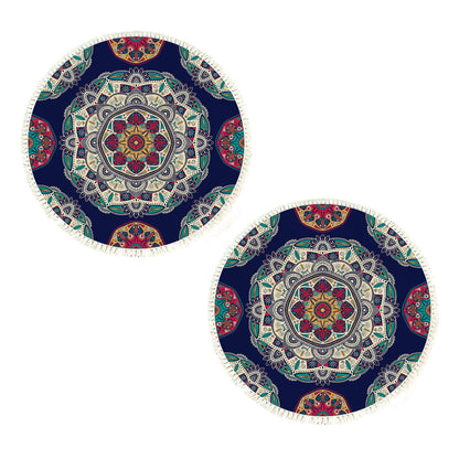 SOGA 2X 90cm Round Rug Bohemian Circle Area Rug with Bohemian Geometric Pattern, Anti-slip Doormat, Home Decor • LUZ-CarpetRAG6X2