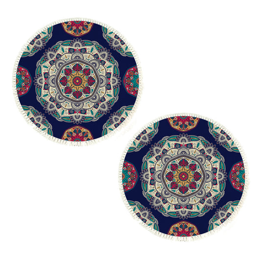 SOGA 2X 90cm Round Rug Bohemian Circle Area Rug with Bohemian Geometric Pattern, Anti-slip Doormat, Home Decor • LUZ-CarpetRAG6X2