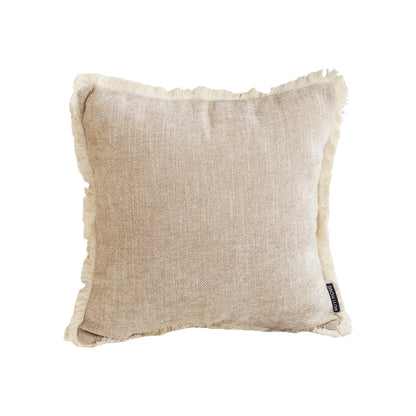 SOGA 45cm Throw Pillow Latte Color Chenille Textured with Tassels Stylish Square Cozy Home Decor LUZ-FrenchCushion278