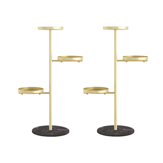 SOGA 2X 3 Tier Gold Round Plant Stand Flowerpot Tray Display Living Room Balcony Metal Decorative Shelf • LUZ-FPotH103X2