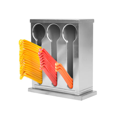 SOGA Stainless Steel Buffet Restaurant Spoon Utensil Holder Storage Rack 3 Holes • LUZ-CutleryHolder4630