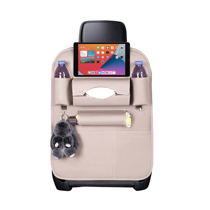 SOGA PVC Leather Car Back Seat Storage Bag Multi-Pocket Organizer Backseat and iPad Mini Holder White • LUZ-CarStorage1SeatBagWHT