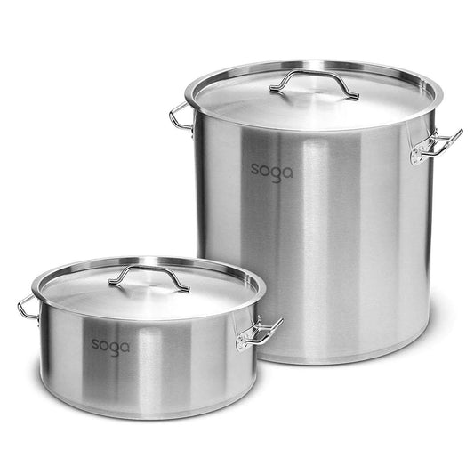 SOGA 9L Wide Stock Pot  and 33L Tall Top Grade Thick Stainless Steel Stockpot 18/10 • LUZ-StockPot9L-35CM