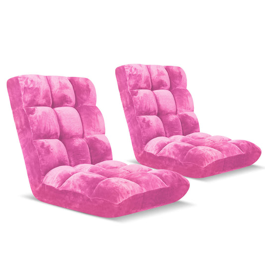 SOGA 2X Floor Recliner Folding Lounge Sofa Futon Couch Folding Chair Cushion Light Pink • LUZ-LoungeChairLightPinkX2