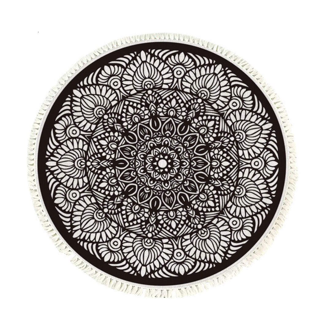 SOGA 120cm Mandala Modern Ethnic Tassel Print Anti-slip Doormat, Home Decor • LUZ-CarpetXLS48