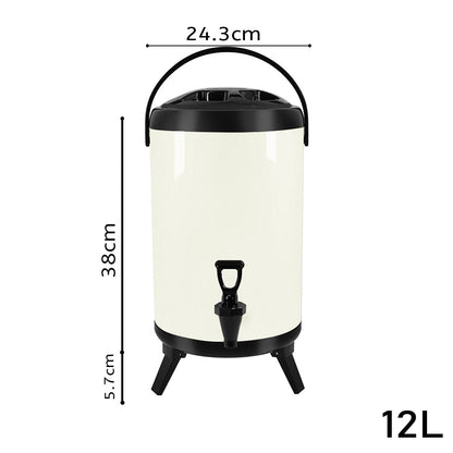 SOGA 12L Stainless Steel Insulated Milk Tea Barrel Hot and Cold Beverage Dispenser Container with Faucet White • LUZ-VICDispenser12LWHT