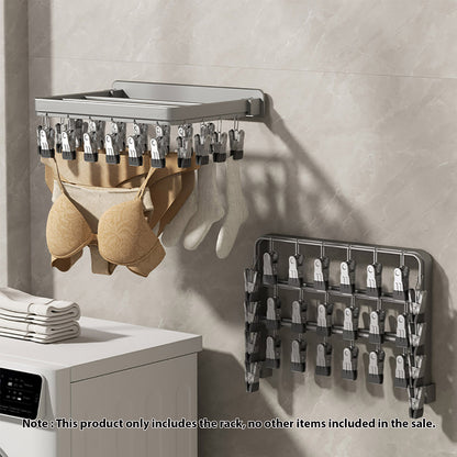 SOGA Wall-Mounted Clothes Hanger Multi-Clamp Laundry Drying Wall Rack • LUZ-TAN1046
