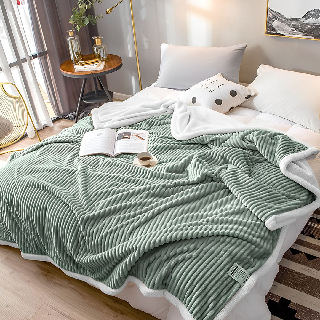 SOGA Light Green Throw Blanket Warm Cozy Double Sided Thick Flannel Coverlet Fleece Bed Sofa Comforter • LUZ-Blanket307