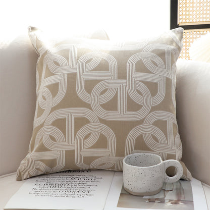 SOGA 50cm Throw Pillow Beige Interlocking Geometric Pattern Modern Accent for Home DÃ©cor • LUZ-FrenchCushion339