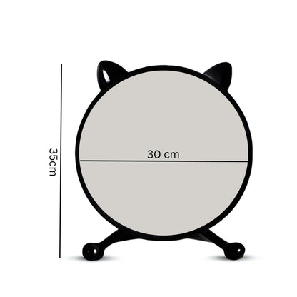 SOGA 2X 30cm Black Smart Makeup Bedroom Table Mirror Cat Ear Style No LED Light LUZ-MirrorE2X2