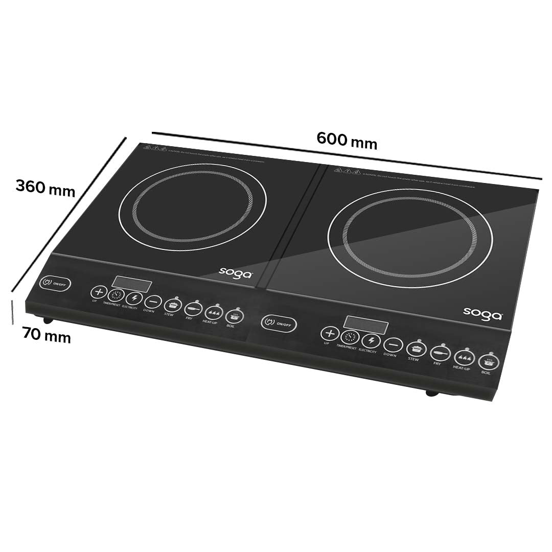 SOGA 2X Cooktop Portable Induction LED Electric Double Duo Hot Plate Burners Cooktop Stove • LUZ-ElectricCooktopDoubleX2
