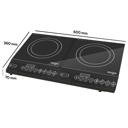 SOGA 2X Cooktop Portable Induction LED Electric Double Duo Hot Plate Burners Cooktop Stove • LUZ-ElectricCooktopDoubleX2