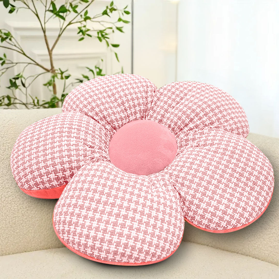 SOGA 2X Pink Flower Cushion Shaped for Floor and Sitting Throw Pillow • LUZ-SCushion098X2