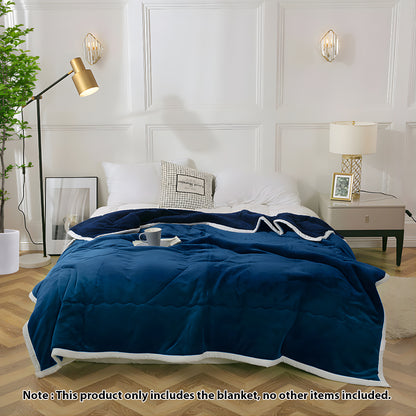 SOGA 2X Navy Blue Throw Blanket Warm Cozy Double Sided Thick Flannel Coverlet Fleece Bed Sofa Comforter • LUZ-Blanket301X2