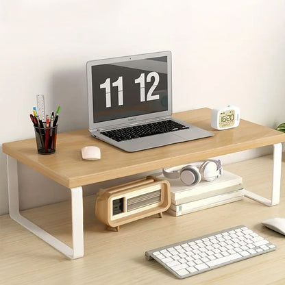 SOGA 2X 50cm Wood Computer Monitor Elevated Stand Desktop Support Station Rack • LUZ-Level006X2