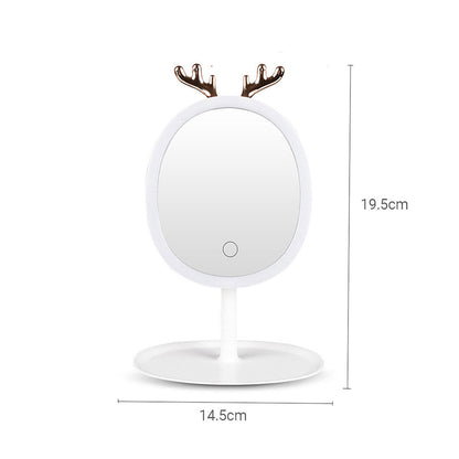 SOGA White Antler LED Light Makeup Mirror Tabletop Vanity Home Decor • LUZ-BathG533