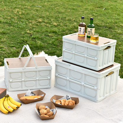 SOGA 34.5 cm 18L White Car & Camping Foldable Storage Box Crate Stackable Container with Handle • LUZ-StorageBox3706