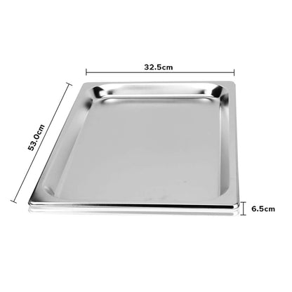 SOGA Gastronorm GN Pan Full Size 1/1 GN Pan 6.5cm Deep Stainless Steel Tray With Lid • LUZ-GP5403wLidX1