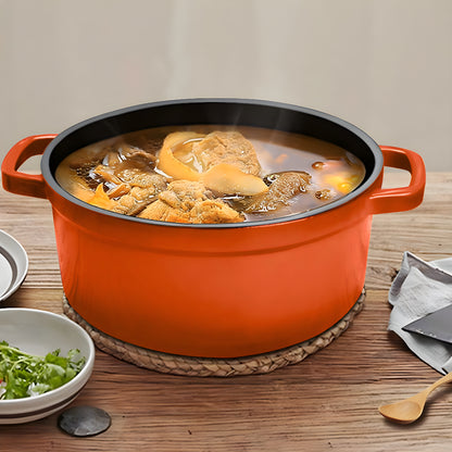 SOGA Cast Iron 24cm Enamel Porcelain Stewpot Casserole Stew Cooking Pot With Lid 3.6L Orange • LUZ-Stewpot24cmOrange
