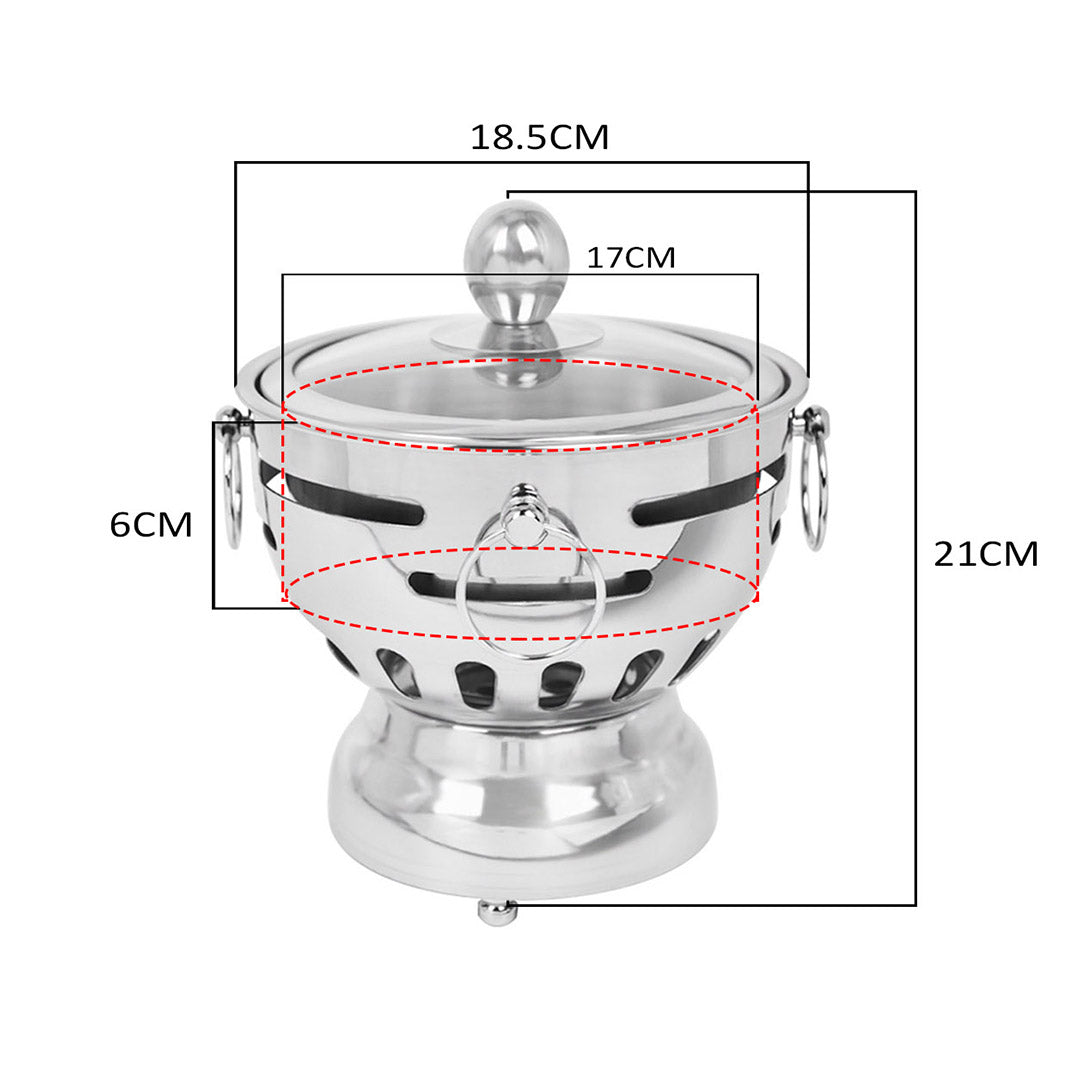 SOGA 2X Stainless Steel Mini Asian Buffet Hot Pot Single Person Shabu Alcohol Stove Burner with Glass Lid • LUZ-ChafingDishHotPot7X2