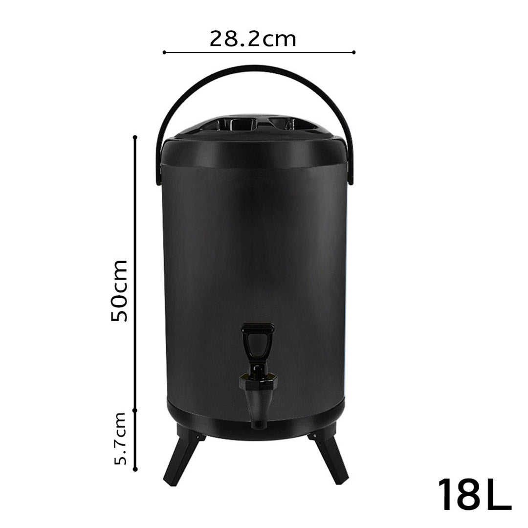 SOGA 2X 18L Stainless Steel Insulated Milk Tea Barrel Hot and Cold Beverage Dispenser Container with Faucet Black • LUZ-VICDispenser18LBLKX2