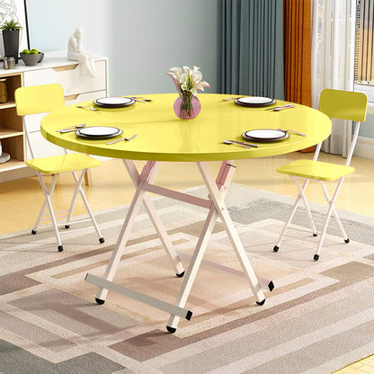 SOGA Yellow Dining Table Portable Round Surface Space Saving Folding Desk Home Decor • LUZ-TableRD725