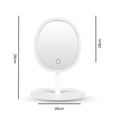 SOGA 26cm White Oval Smart LED Makeup Bedroom Table Vanity Mirror Tricolor Adjustable Light LUZ-MirrorE10