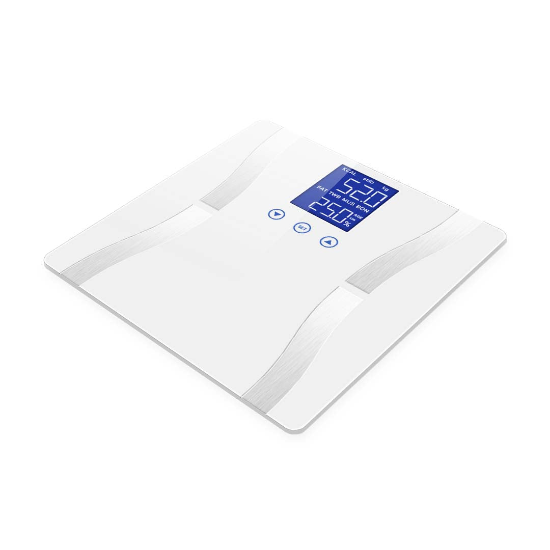 Glass LCD Digital Body Fat Scale Bathroom Electronic Gym Water Weighing Scales White • LUZ-BodyFatScaleWhite