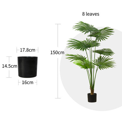 SOGA 2X 150cm Artificial Natural Green Fan Palm Tree Fake Tropical Indoor Plant Home Office Decor • LUZ-APlantSKS1508X2